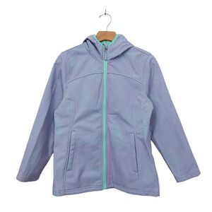 Free Country Hooded Jacket Youth 14/16 Lilac Green Fleece Inside Soft Shell